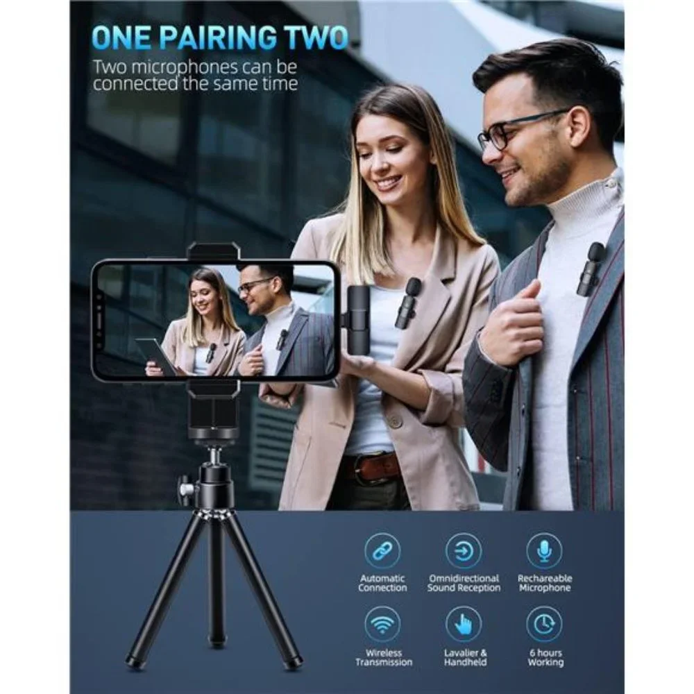 2 Pack Wireless Lavalier Microphones for iPhone - Crystal Clear Sound Quality